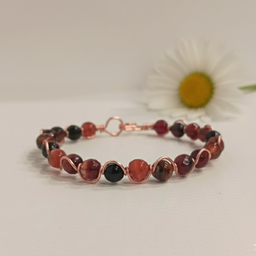 Akik Taşlı Trend Bakır Bileklik (Bilezik)