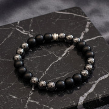 Oniks ve Hematit Taşlı Bileklik