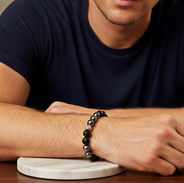 Oniks ve Hematit Taşlı Bileklik