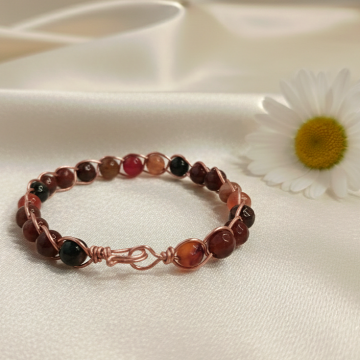 Akik Taşlı Trend Bakır Bileklik (Bilezik)