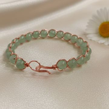 Aventurin Taşlı Trend Bakır Bileklik (Bilezik)