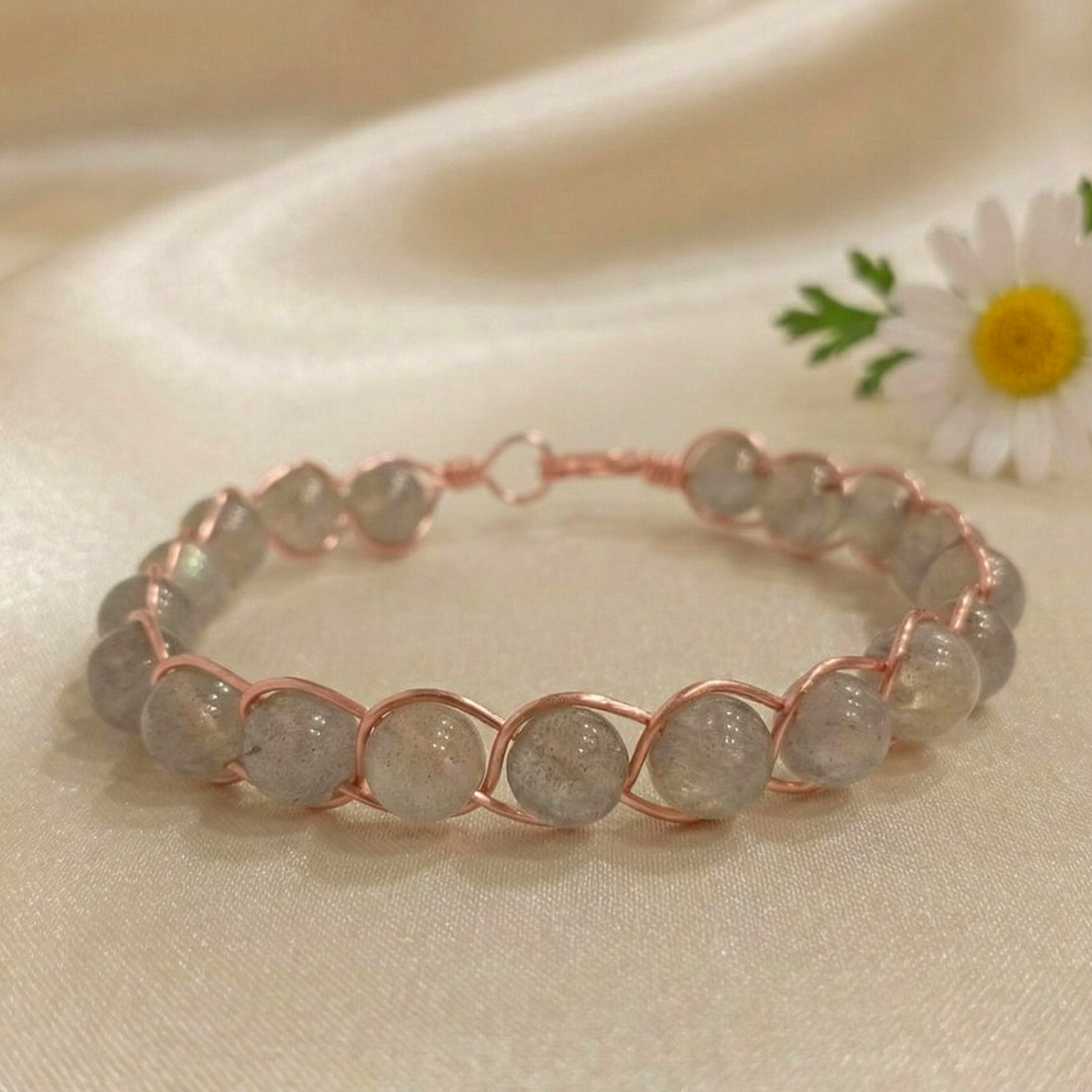 Labradorit ve Trend Bakır Bileklik (Bilezik)