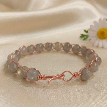 Labradorit ve Trend Bakır Bileklik (Bilezik)