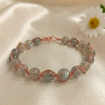 Labradorit Taşlı Trend Bakır Bileklik (Bilezik)