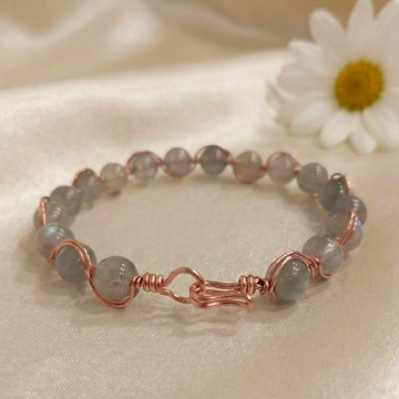 Labradorit Taşlı Trend Bakır Bileklik (Bilezik)