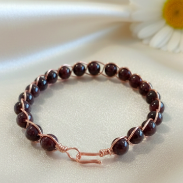 Lal (Garnet) ve Trend Bakır Bileklik (Bilezik)