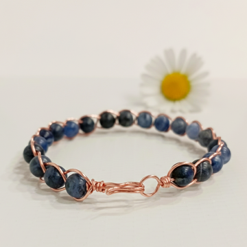 Sodalit Taşlı Trend Bakır Bileklik (Bilezik)