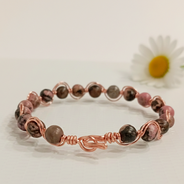 Rodonit ve Trend Bakır Bileklik (Bilezik)