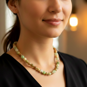 Krizopras Amorf (Tımbıl) Şekilsiz Doğal Taş Dizi Kolye