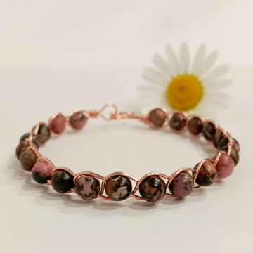 Rodonit ve Trend Bakır Bileklik (Bilezik)