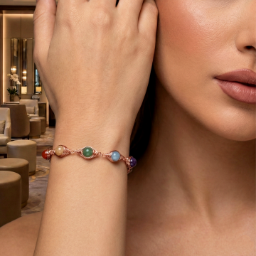 Çakra Taşları Trend Bakır Bileklik (Bilezik) - Çakra Bilekliği